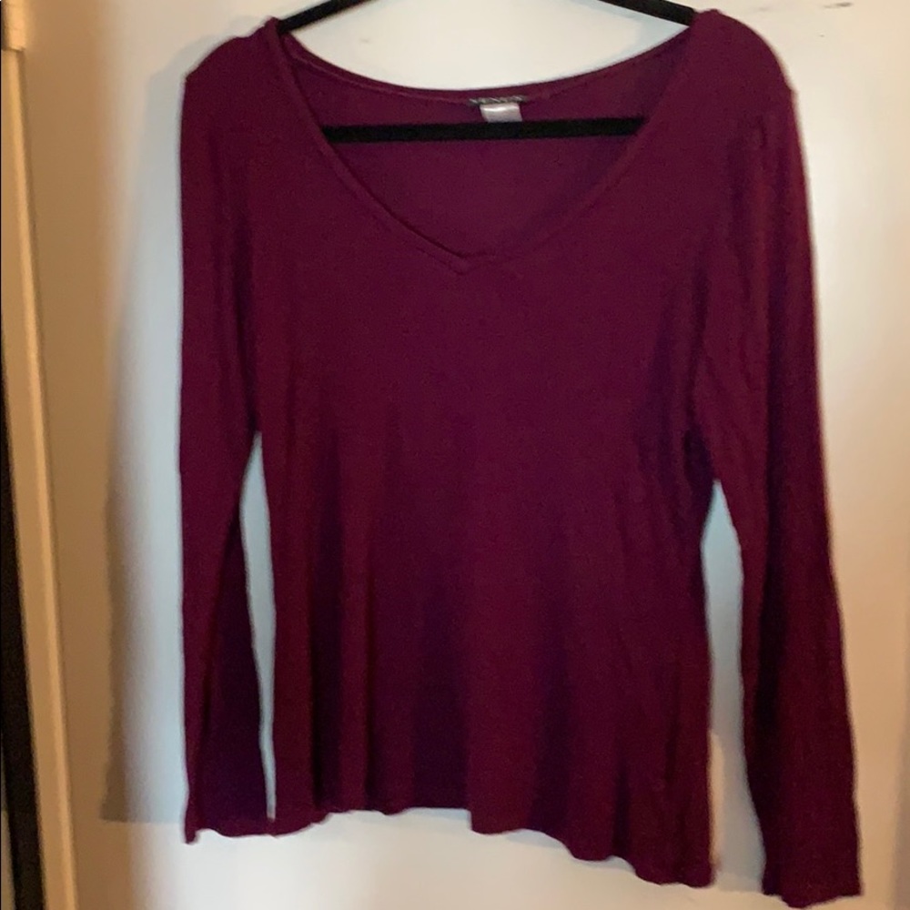 Venus Burgundy V-neck Long Sleeve Thermal Knit Top
